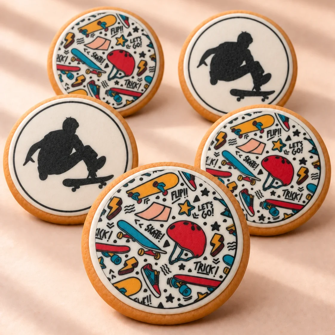 Ejemplo de galletas personalizadas con temática skate